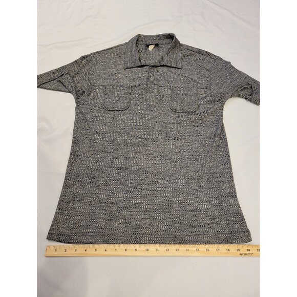 Vintage Odo Mens Polo Shirt Fits Medium Silver Black Shiny Disco Club Party - Picture 8 of 10